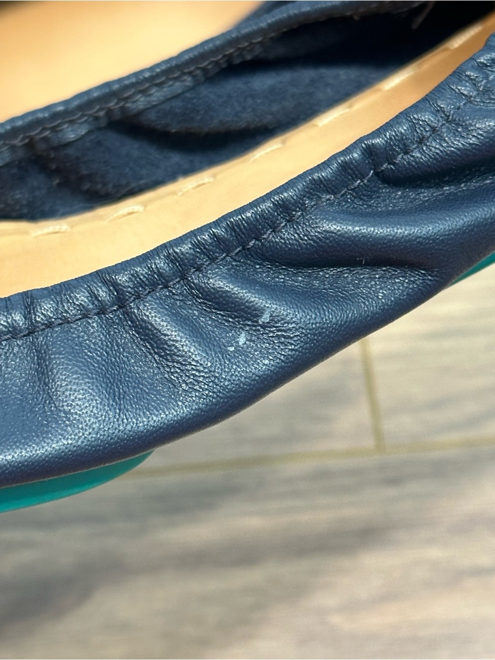 Tieks by Gavrieli Leather Foldable Ballet Flats Teal Soles in Navy Blue Size 9 - Picture 6 of 10